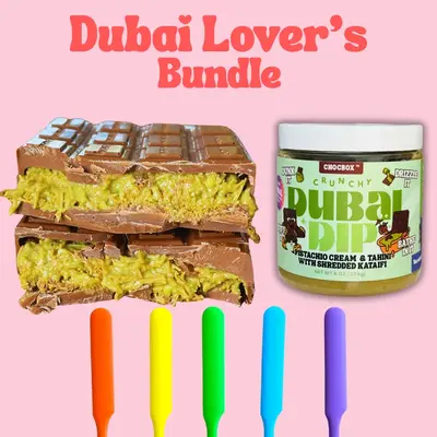 Chocbox Dubai Lovers Bundle - Dubai Chocolate Bar + Dip + Wand