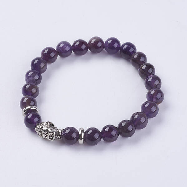 Natural Amethyst Beads Stretch Bracelets