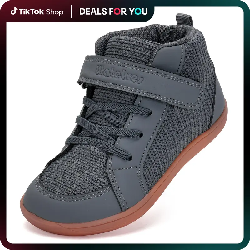 WateLves Toddler Little Kids Wide Barefoot Shoes Boys Girls Winter High Top Minimalist Sneakers Faux Fur Ankle Boots Warm Wal...