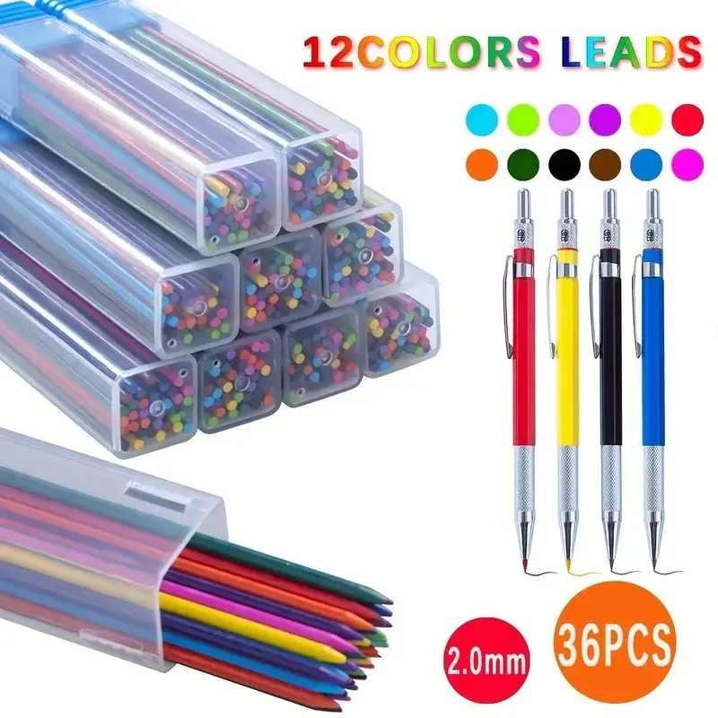 Auto Pencil Set, 40pcs/set Including 4 Pens & 36 Lead Cores, Student Office School Supplies, Office Stationery & Supplies