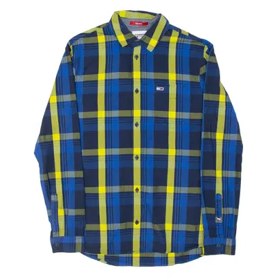 TOMMY HILFIGER Mens Shirt Blue Plaid Long Sleeve M