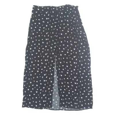 H&M Womens A-Line Skirt Black Knee Length Floral UK 8