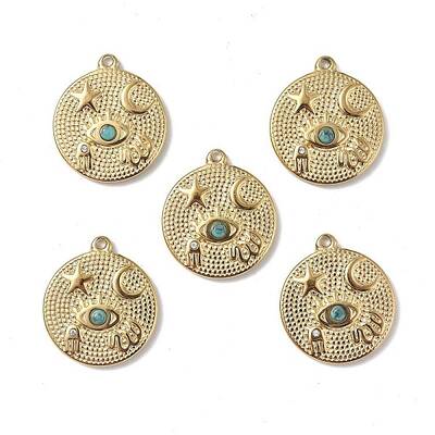 PVD Vacuum Plating 201 Stainless Steel Natural Turquoise Pendants