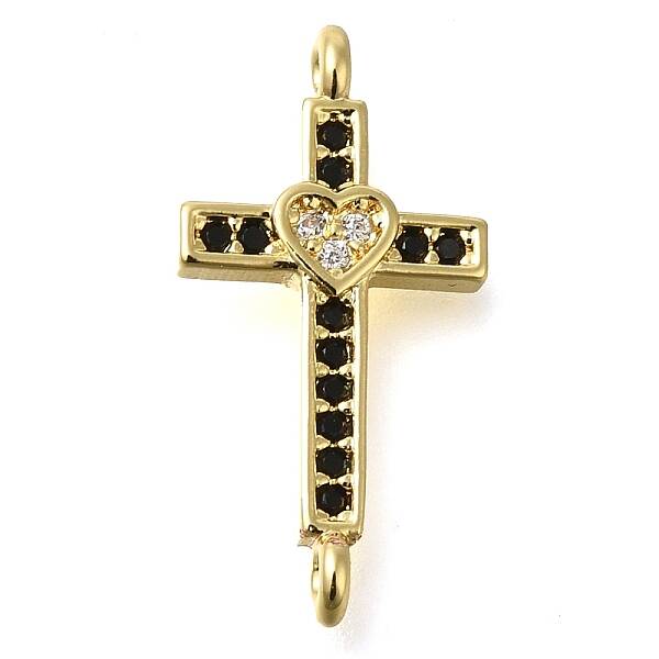 Brass Pave Black & Clear Cubic Zirconia Connector Charms