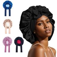 Silk Bonnet Satin Bonnet Hair Bonnet for Sleeping Double Layer Hair Bonnet with Elastic Tie Band for Women Natural Curly Hair...
