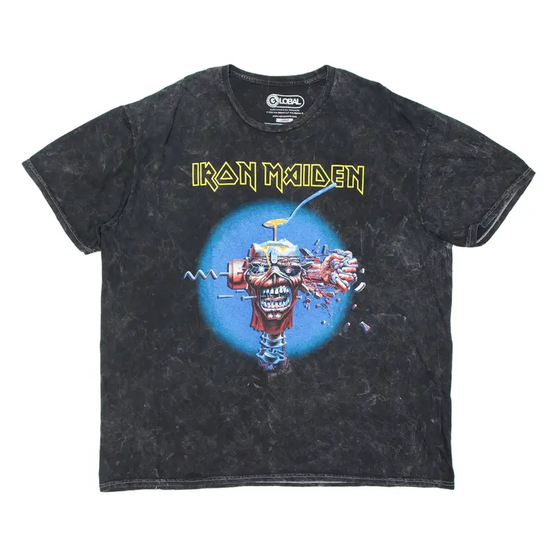 GLOBAN Iron Maiden Mens Band T-Shirt Grey L