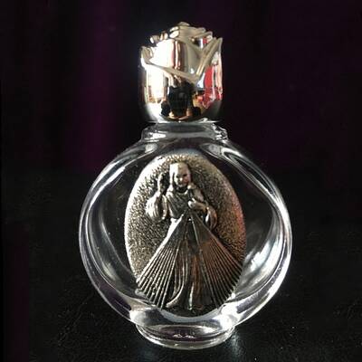 Glass Holy Water Bottle with Zinc Alloy Cap