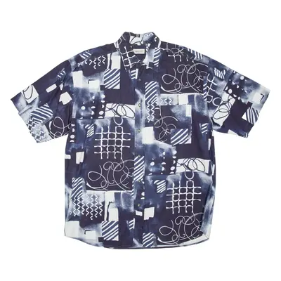 HAPPY LIFE Mens Shirt Blue Crazy Pattern L