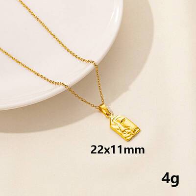 Stainless Steel Abstract Face Pendant Necklaces