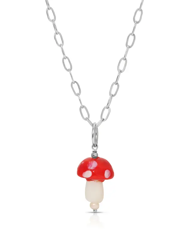 Pliz Necklace | Color: Red | Metal Color: Silver