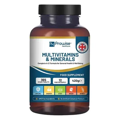 A-Z Multivitamins & Minerals l 365 Vegan Multivitamin Tablets l Multivitamin Tablets for Men and Women with 26 Essential / Ac...
