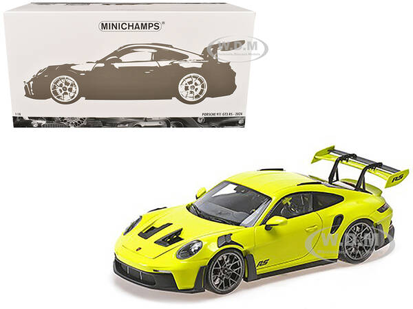 2024 Porsche 911 GT3 RS Acid Green with Carbon Top and Hood Stripes Limited Edition to 400 pieces Worldwide 1/18 Diecast Mode...
