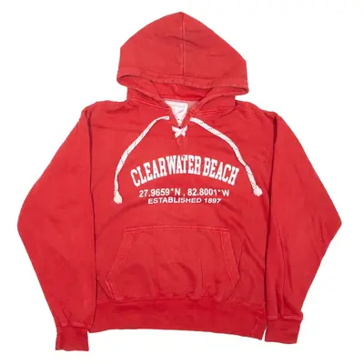 VINEYARD Clearwater Beach USA Hoodie Red Pullover Mens M