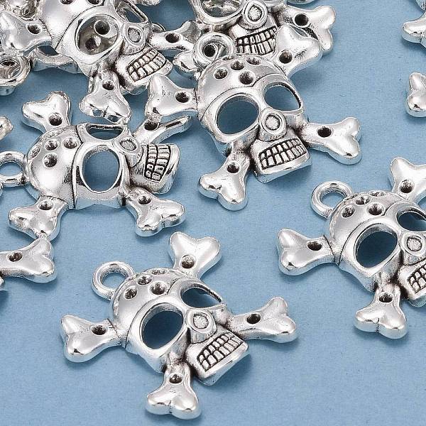 Alloy Crossbone Skull Pendant Rhinestone Settings