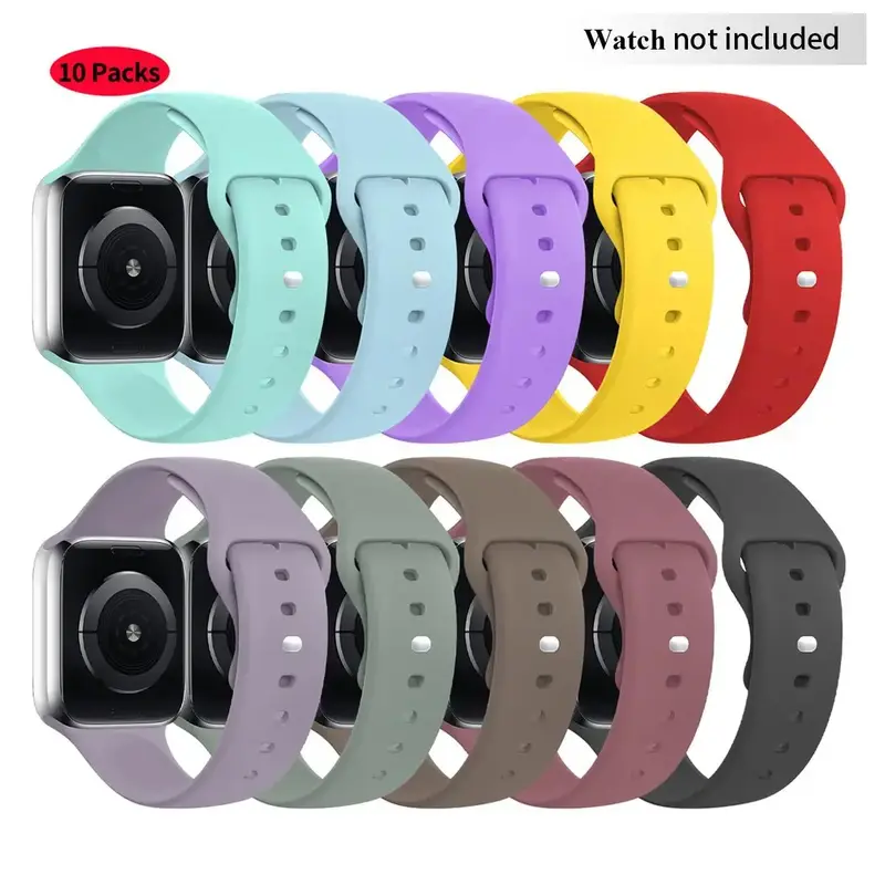 Solid Color Silicone Watch Strap, Multi-color Combination Watch Strap Set, Watch Band Compatible With Apple Watch