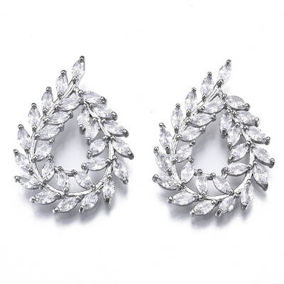 Brass Inlaid Clear Cubic Zirconia Pendants