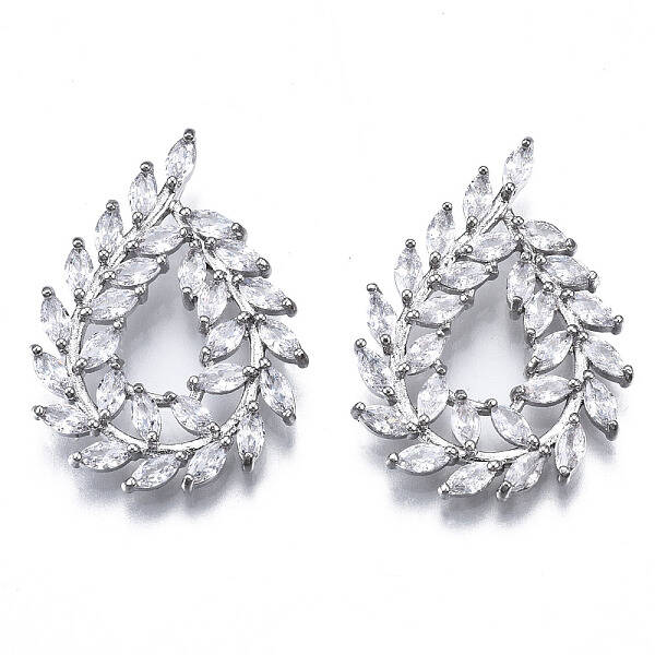 Brass Inlaid Clear Cubic Zirconia Pendants