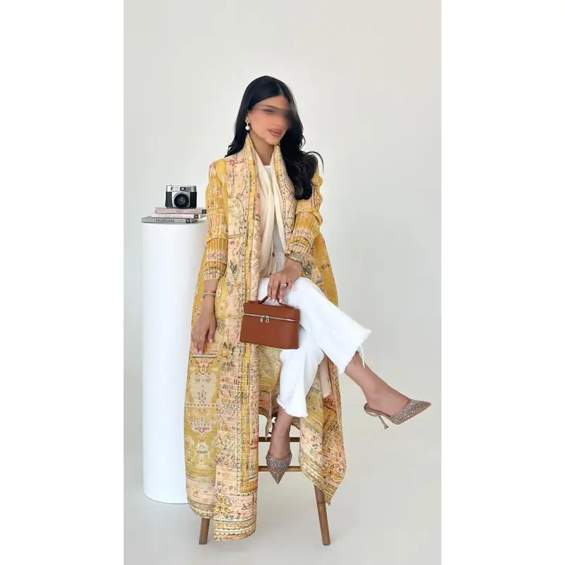 Love in the Sun Abaya - Modest Wear, Long Sleeves , Soft Orange, Free Size, Breathable Polyester Blend outfits