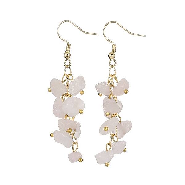 Natural Rose Quartz Chips Dangle Earrings