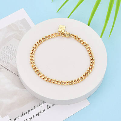 Brass Curb Chain Bracelets for Women
