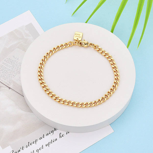 Brass Curb Chain Bracelets for Women
