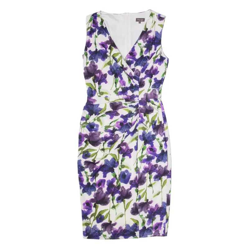 PHASE EIGHT Womens Bodycon Dress Purple Floral Sleeveless Midi S