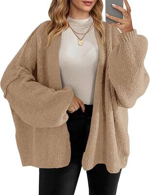 Womens Oversized Cardigan Sweaters Open Front Chunky Knit Casual Long Lantern Sleeve Fall Sweater Coats