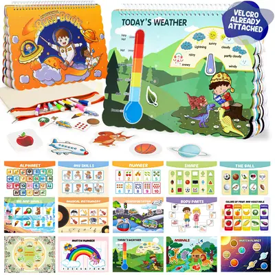 Busy Book for Preschool Learning Activities Educational Toys, 15 Pages Preschool Activity Eary Learning Toys Book Montessori ...