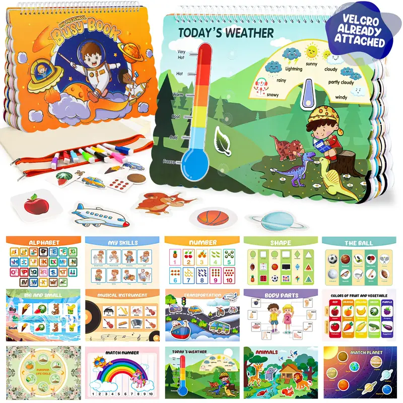 Busy Book for Preschool Learning Activities Educational Toys, 15 Pages Preschool Activity Eary Learning Toys Book Montessori ...