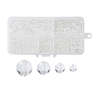340Pcs 4 Sizes Natural Grade A Quartz Crystal Beads Strands