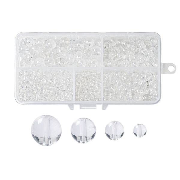 340Pcs 4 Sizes Natural Grade A Quartz Crystal Beads Strands