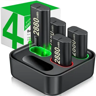 BEBONCOOL Charger for Xbox Rechargeable Battery Pack, 4 X 2800mWh Xbox One Controller Battery Packs for Xbox Series X/S/Xbox ...