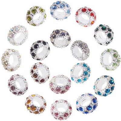 Alloy Rhinestone European Beads Set