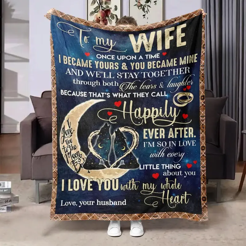 Bedroom Decor Flannel Moon Bird Print Blanket, 1 Count Soft Warming Bedding for Office, Rest Napping Quilt for Air-conditione...