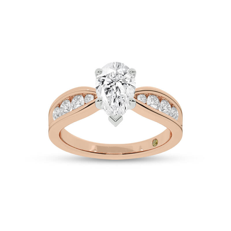 Verve Channel Set Bow Tied Shaped Pear Shape Lab Diamond Engagement Ring | 10K Rose Gold 2 1/2 CT. TW.