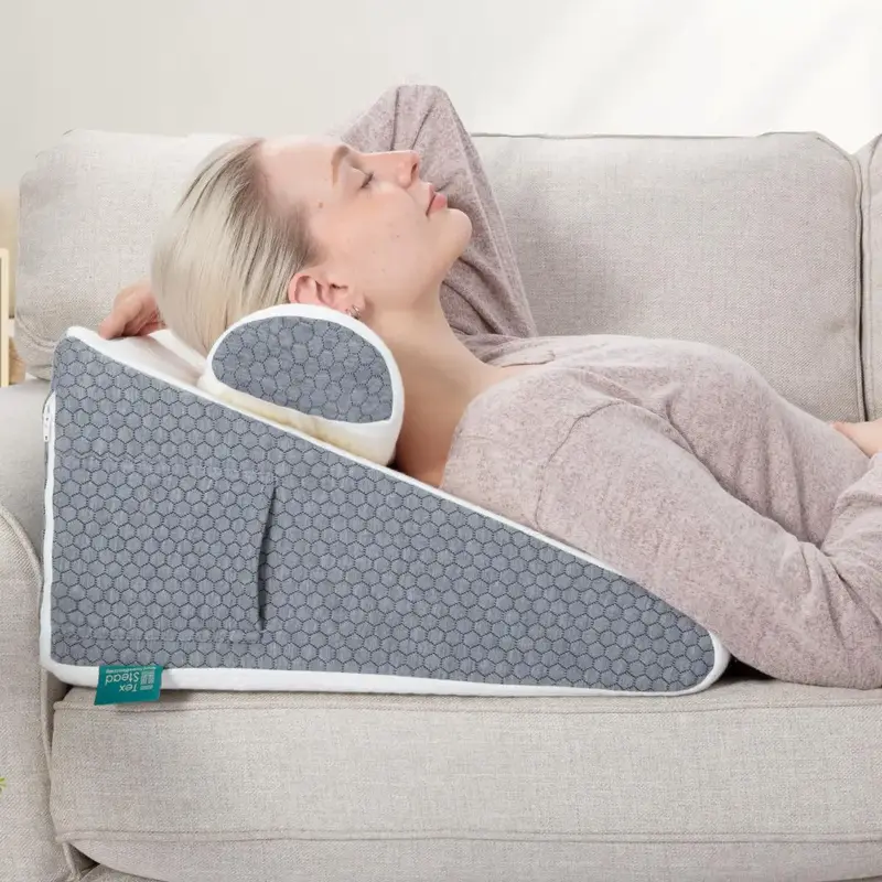 Memory Foam Bed Wedge-pillow, Comfort Triangle Pillow with Removable Cover, Back, Leg, and Knee Pain Relief Pillow, Bedding S...