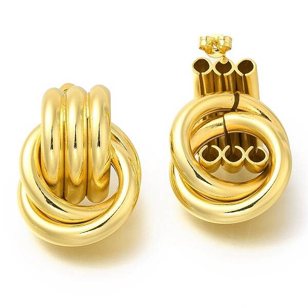 Rack Plating Hollow Wrap Twist Brass Stud Earrings