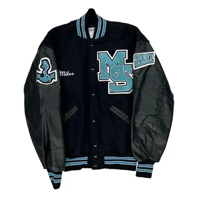 Mona Shores Potter 2007 'Miles' Delong Varsity Jacket - Medium Black Wool Blend