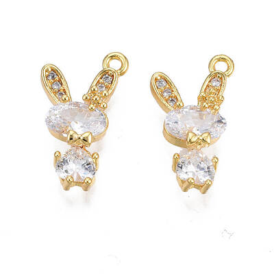 Brass Micro Pave Cubic Zirconia Charms