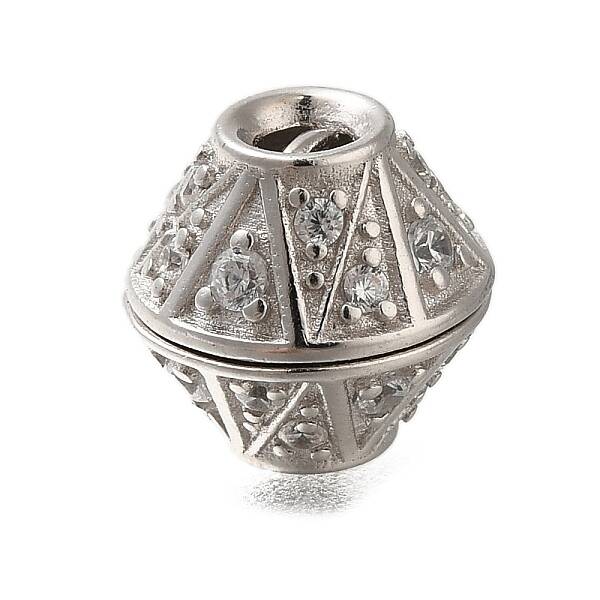 925 Sterling Silver Micro Pave Clear Cubic Zirconia Screw Clasps