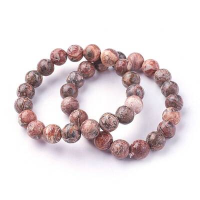 Natural Leopard Skin Jasper Beads Stretch Bracelets