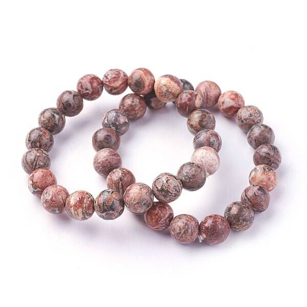 Natural Leopard Skin Jasper Beads Stretch Bracelets