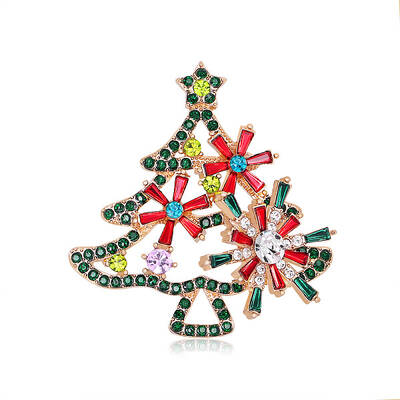 Christmas Tree Rhinestone Brooch Pin
