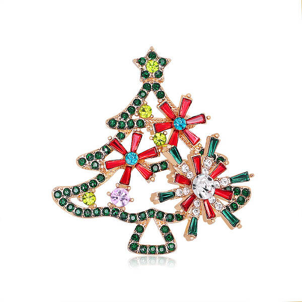 Christmas Tree Rhinestone Brooch Pin