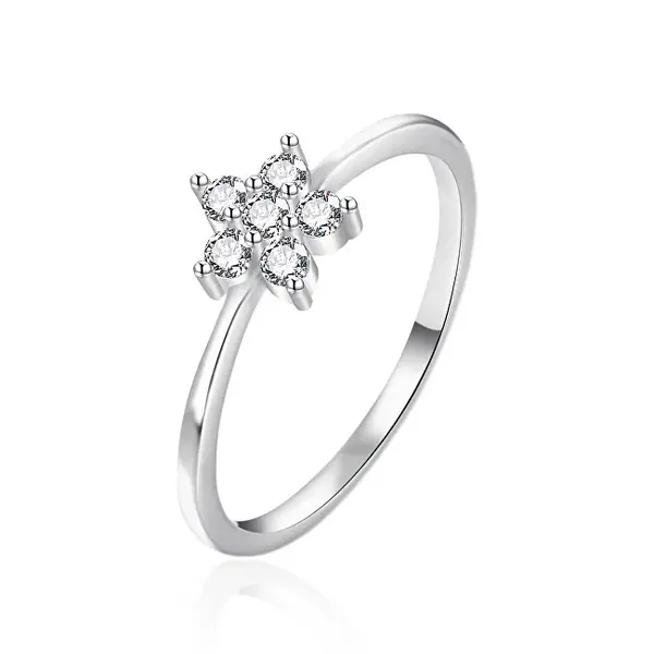 Agato Silver ring with zirconia Flower AGT-R38W - Circuit: 58 mm
