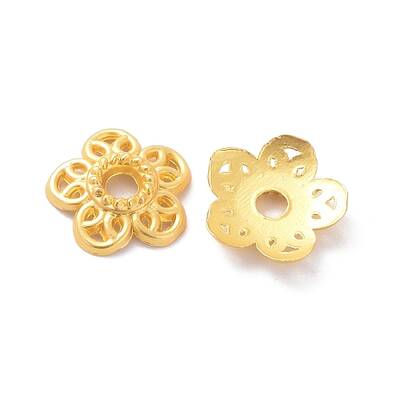 Rack Plating 5-Petal Alloy Bead Cap