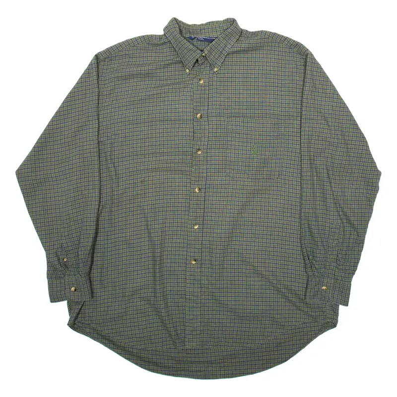 NAUTICA Mens Shirt Green Gingham Long Sleeve XL