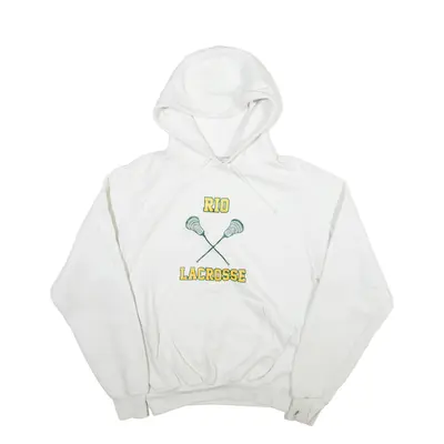 CHAMPION Eco Rio Lacrosse New Mexico USA Hoodie White Pullover Mens S