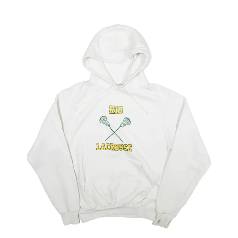 CHAMPION Eco Rio Lacrosse New Mexico USA Hoodie White Pullover Mens S