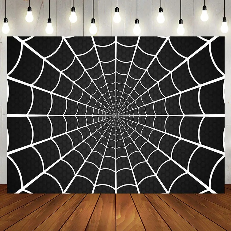 Black Honeycomb Wall Spider Wab Birthday Backdrop - Aperturee